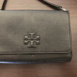 Tory burch small black clutch handbag